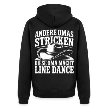 Oma tanzt Line Dance - Unisex Premium Bio Zip Hoodie - Schwarz - Hinten - Nico (187cm)