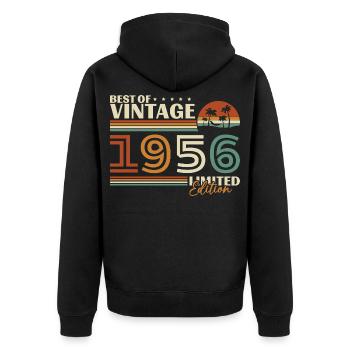 1956 Vintage Rétro Cadeau D'anniversaire - Veste à capuche bio Premium Unisexe - noir - Dos - Nico (187cm)