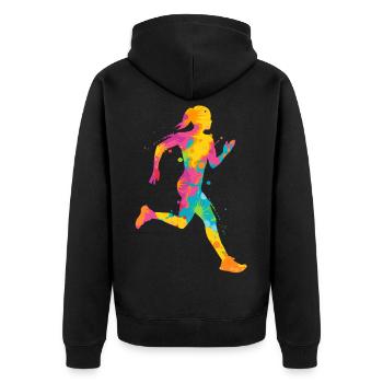 Courir Jogging coloré Femmes Enfants Filles Coureur - Veste à capuche bio Premium Unisexe - noir - Dos - Nico (187cm)