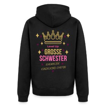 Monte de niveau Grande Sœur - Cadeau pour un enfant unique - Veste à capuche bio Premium Unisexe - noir - Dos - Nico (187cm)