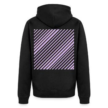 Graphic lines with diagonal stripes L lilac - Unisex Premium Organic Zip Hoodie - black - Back - Nico (187cm)