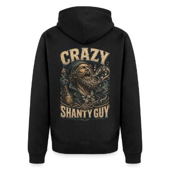 Shanty Chor Seemannslieder Crazy Shanty Guy - Unisex Premium Bio Zip Hoodie - Schwarz - Hinten - Nico (187cm)