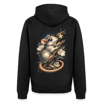 Rat de couleur Rat fantaisie Rat de la grande souris Rat domestique - Veste à capuche bio Premium Unisexe - noir - Dos - Nico (187cm)