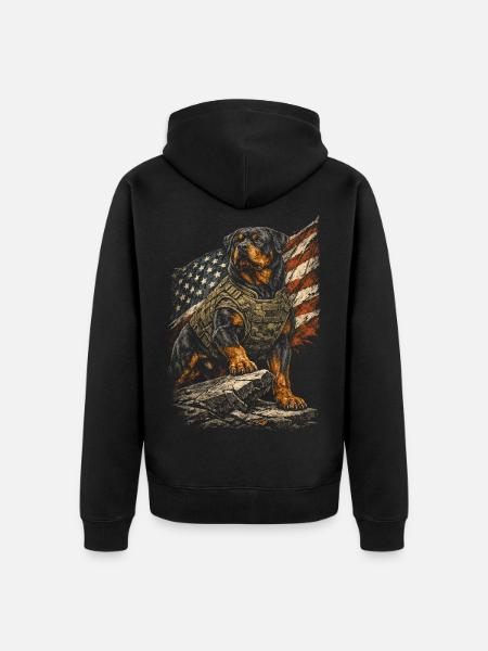 Rottweiler Dog - Unisex Premium Organic Zip Hoodie - black