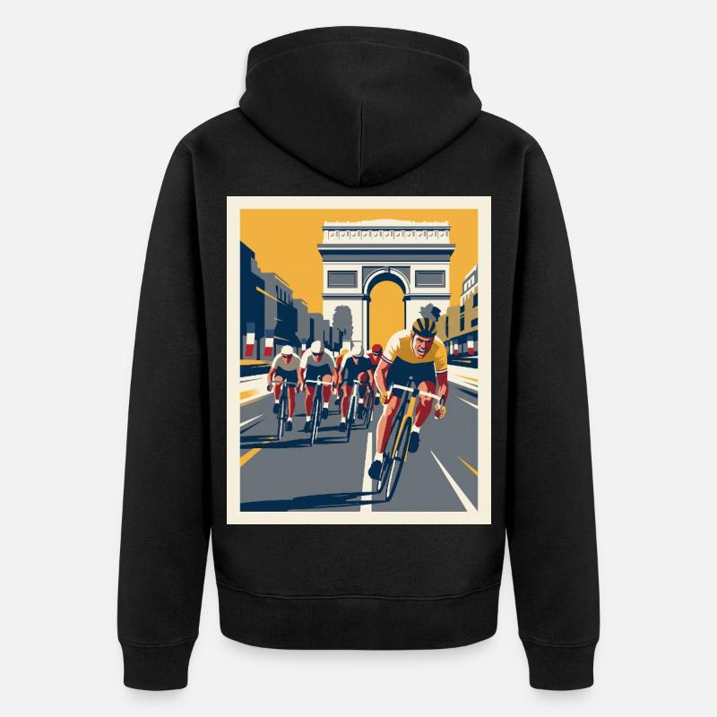 Paris Sprint – Radfahrer-Erinnerung - Unisex Premium Bio Zip Hoodie - Schwarz