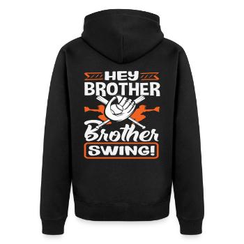 Hé frère Swing Baseball Dicton - Veste à capuche bio Premium Unisexe - noir - Dos - Nico (187cm)