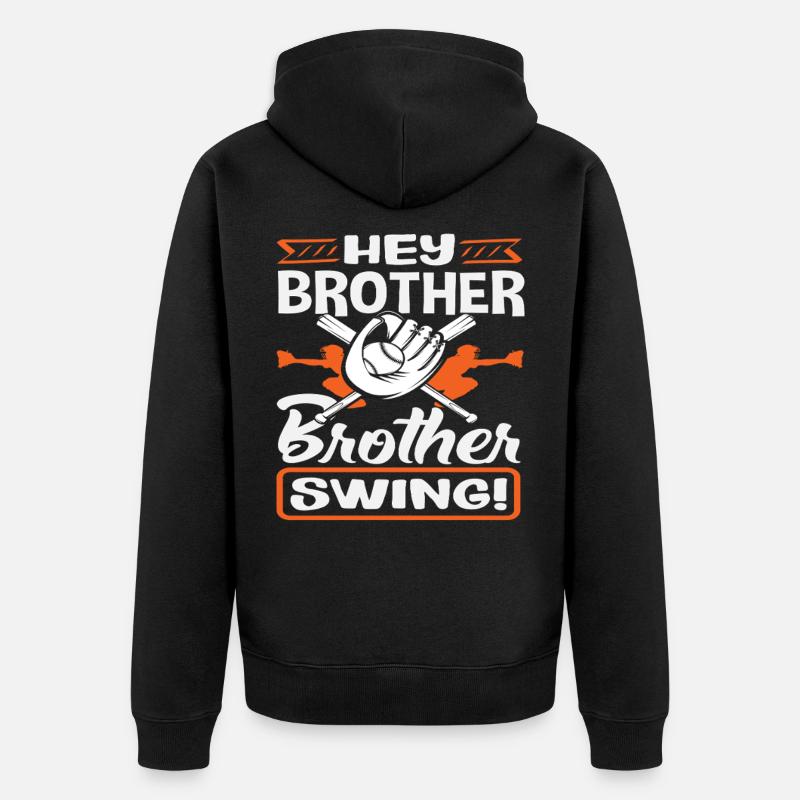 Hey Bruder Swing Baseball Spruch - Unisex Premium Bio Zip Hoodie - Schwarz