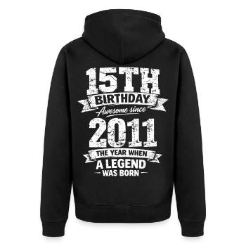15e anniversaire 2011 Légende Vintage Design - Veste à capuche bio Premium Unisexe - noir - Dos - Nico (187cm)