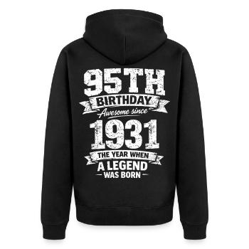 95th Birthday 1931 Legend Vintage Design - Unisex Premium Organic Zip Hoodie - black - Back - Nico (187cm)