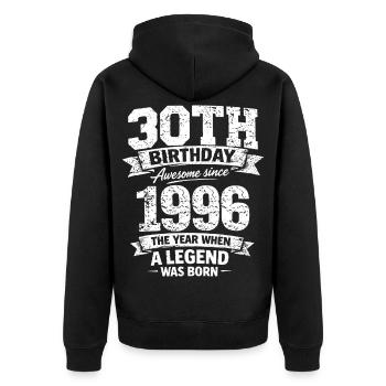 30e anniversaire 1996 Legend Vintage Design - Veste à capuche bio Premium Unisexe - noir - Dos - Nico (187cm)