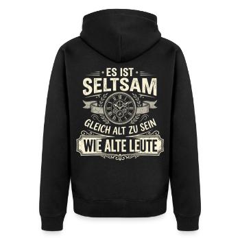 Seltsam gleich alt wie alte Leute Geburtstag - Unisex Premium Bio Zip Hoodie - Schwarz - Hinten - Nico (187cm)