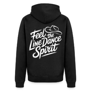 LineDance Spirit Motiv - Unisex Premium Bio Zip Hoodie - Schwarz - Hinten - Nico (187cm)
