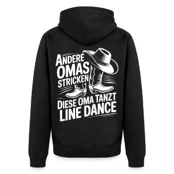 Andere Omas stricken, Oma tanzt Line Dance - Unisex Premium Bio Zip Hoodie - Schwarz - Hinten - Nico (187cm)