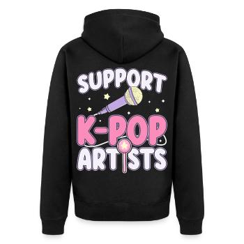 Soutenez les artistes de K-pop, les fans, les amateurs de musique - Veste à capuche bio Premium Unisexe - noir - Dos - Nico (187cm)
