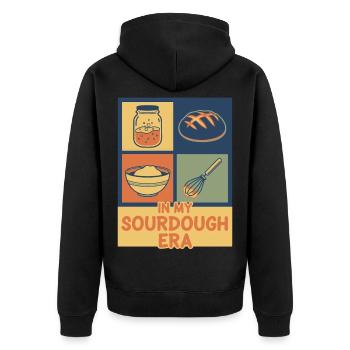 Sauerteigbrot-Backer Meine Sauerteigära - Unisex Premium Bio Zip Hoodie - Schwarz - Hinten - Nico (187cm)