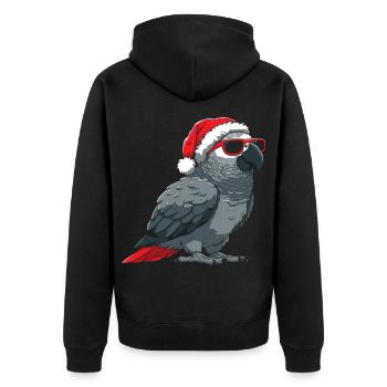Perroquet gris d’Afrique oiseau de Noël - Veste à capuche bio Premium Unisexe - noir - Dos - Nico (187cm)