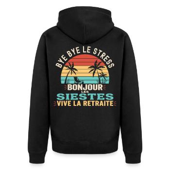 Idée Cadeau Départ Retraite Homme Femme - Veste à capuche bio Premium Unisexe - noir - Dos - Nico (187cm)