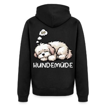 Hundemüde Havaneser Havaneserbesitzer Havaneserfan - Unisex Premium Bio Zip Hoodie - Schwarz - Hinten - Nico (187cm)