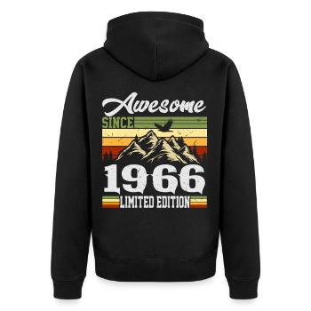 1966 Vintage Rétro Cadeau d’anniversaire - Veste à capuche bio Premium Unisexe - noir - Dos - Nico (187cm)