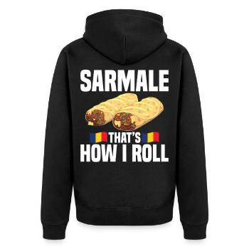 Sarmale, so mache ich Rumänisches Gericht Snack - Unisex Premium Bio Zip Hoodie - Schwarz - Hinten - Nico (187cm)