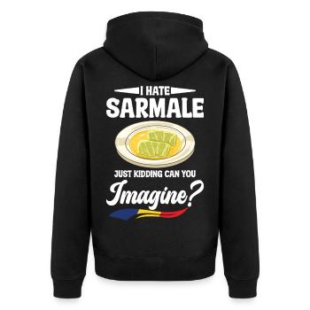 Sarmale Snack Serbische Küche Rumänien Gericht Sarmale - Unisex Premium Bio Zip Hoodie - Schwarz - Hinten - Nico (187cm)