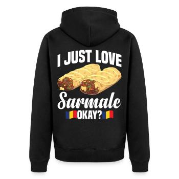 Rumänische Sarmale-Küche Snack Serbisch - Unisex Premium Bio Zip Hoodie - Schwarz - Hinten - Nico (187cm)