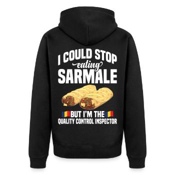 Sarmale Control Inspector Romanian Snack Dish - Unisex Premium Organic Zip Hoodie - black - Back - Nico (187cm)