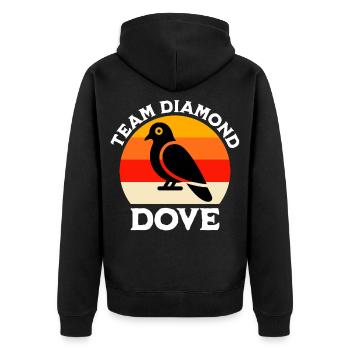 Team Diamond Pigeon - Unisex Premium Organic Zip Hoodie - black - Back - Nico (187cm)