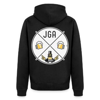 Signe de main du marié Signe de bière Symbole NEG 3C - Veste à capuche bio Premium Unisexe - noir - Dos - Nico (187cm)