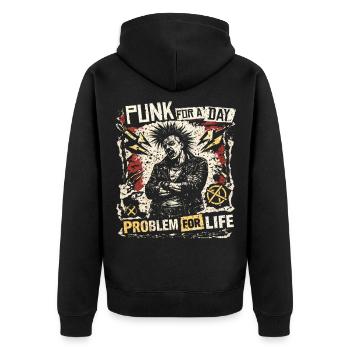 Punk For A Day - Unisex Premium Organic Zip Hoodie - black - Back - Nico (187cm)