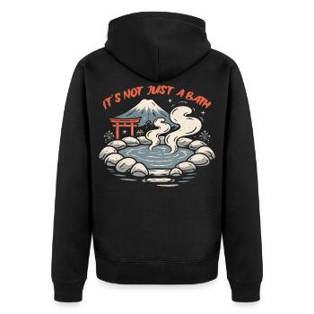 Onsen Hot Spring Bath - Unisex Premium Organic Zip Hoodie - black - Back - Nico (187cm)