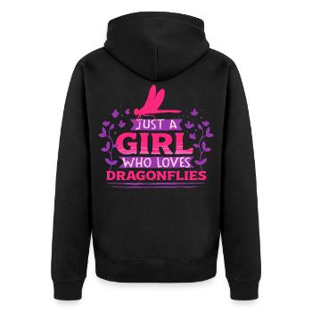 Libelle Libellen - Unisex Premium Bio Zip Hoodie - Schwarz - Hinten - Nico (187cm)