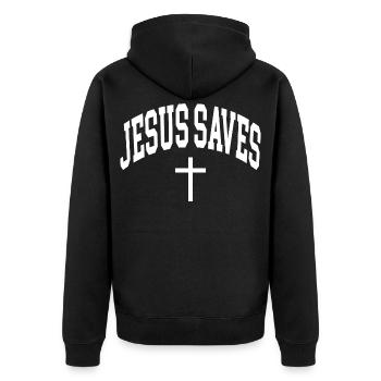 Jésus sauve - Veste à capuche bio Premium Unisexe - noir - Dos - Nico (187cm)