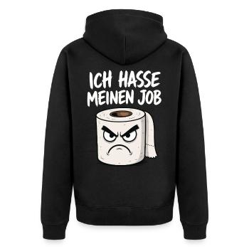 Ich hasse meinen Job Klopapier Toilettenpapier - Unisex Premium Bio Zip Hoodie - Schwarz - Hinten - Nico (187cm)