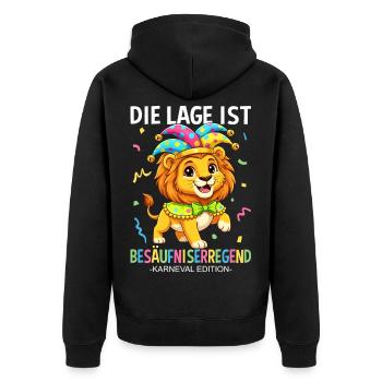 Die Lage Ist Besäufniserregend Karneval Löwe - Unisex Premium Bio Zip Hoodie - Schwarz - Hinten - Nico (187cm)