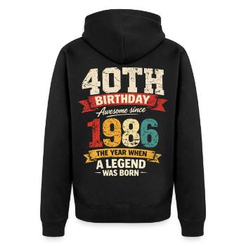 40 Years Anniversary Legend 1986 - Vintage - Unisex Premium Organic Zip Hoodie - black - Back - Nico (187cm)