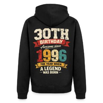 30 Ans Anniversaire Légende 1996 - Vintage - Veste à capuche bio Premium Unisexe - noir - Dos - Nico (187cm)