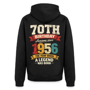 70 Years Anniversary Legend 1956 - Vintage - Unisex Premium Organic Zip Hoodie - black - Back - Nico (187cm)