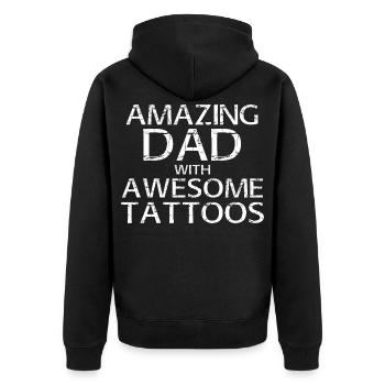 Getinte und großartige tätowierte Papa-Lustige Vater-Geschenke - Unisex Premium Bio Zip Hoodie - Schwarz - Hinten - Nico (187cm)