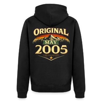 21st Birthday Gift Original May 2005 - Unisex Premium Organic Zip Hoodie - black - Back - Nico (187cm)