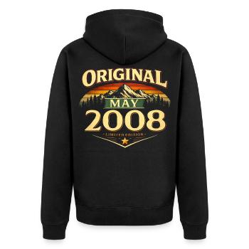 Cadeau du 18e anniversaire Original mai 2008 - Veste à capuche bio Premium Unisexe - noir - Dos - Nico (187cm)