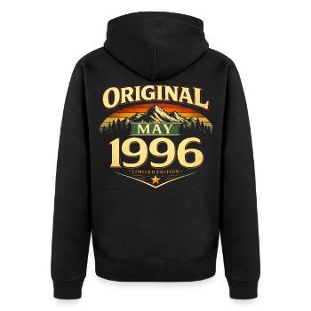 Cadeau du 30e anniversaire Original mai 1996 - Veste à capuche bio Premium Unisexe - noir - Dos - Nico (187cm)