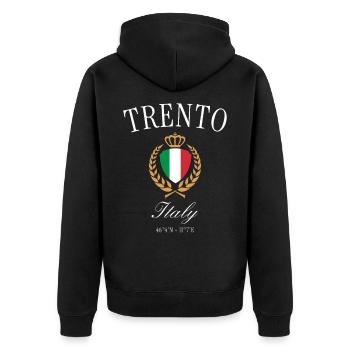 Trient Italien Wappen Krone – Reise Souvenir - Unisex Premium Bio Zip Hoodie - Schwarz - Hinten - Nico (187cm)