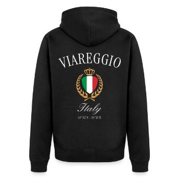 Couronne d’armoiries de Viareggio Italie – Souvenir de voyage - Veste à capuche bio Premium Unisexe - noir - Dos - Nico (187cm)