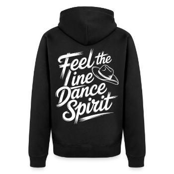 Spüre den Line Dance Spirit - Unisex Premium Bio Zip Hoodie - Schwarz - Hinten - Nico (187cm)