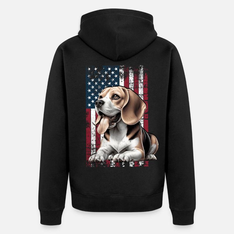 Beagle US Beagle - Unisex Premium Bio Zip Hoodie - Schwarz