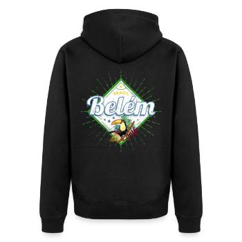 Belem in Para Brasilien mit Retro Tukan Souvenir - Unisex Premium Bio Zip Hoodie - Schwarz - Hinten - Nico (187cm)