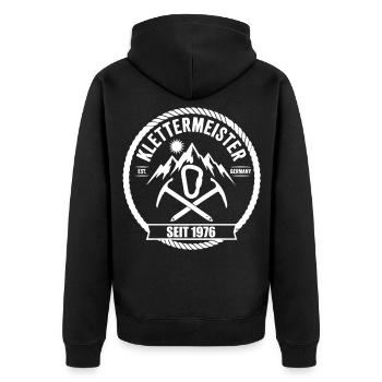 Klettern 50. Geburtstag Bergsteigen - Unisex Premium Bio Zip Hoodie - Schwarz - Hinten - Nico (187cm)