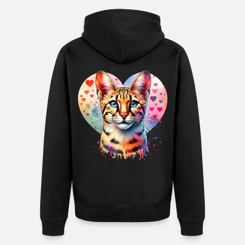 Chat des savanes - Veste à capuche bio Premium Unisexe - noir