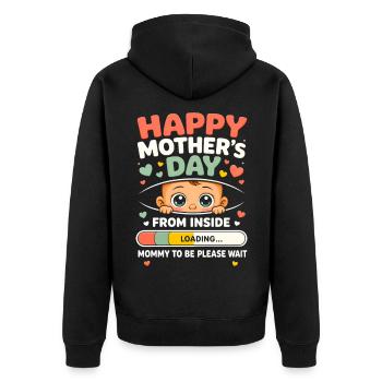 Happy Mothers Day from Inside Mommy to-Be Loading - Unisex Premium Bio Zip Hoodie - Schwarz - Hinten - Nico (187cm)
